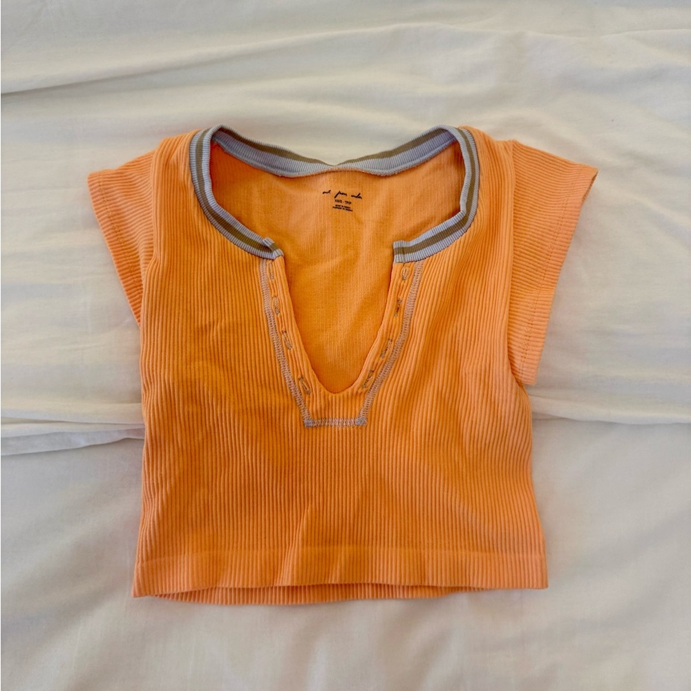 Urban Outfitters Orange Tee with Gray Trim